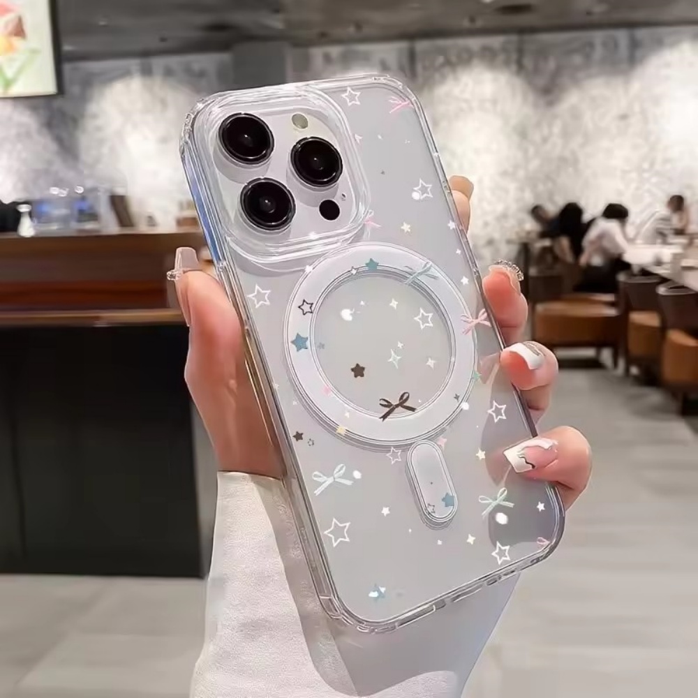 Clear Shockproof Bumper Case - Star Bow Print Clear Phone Case
