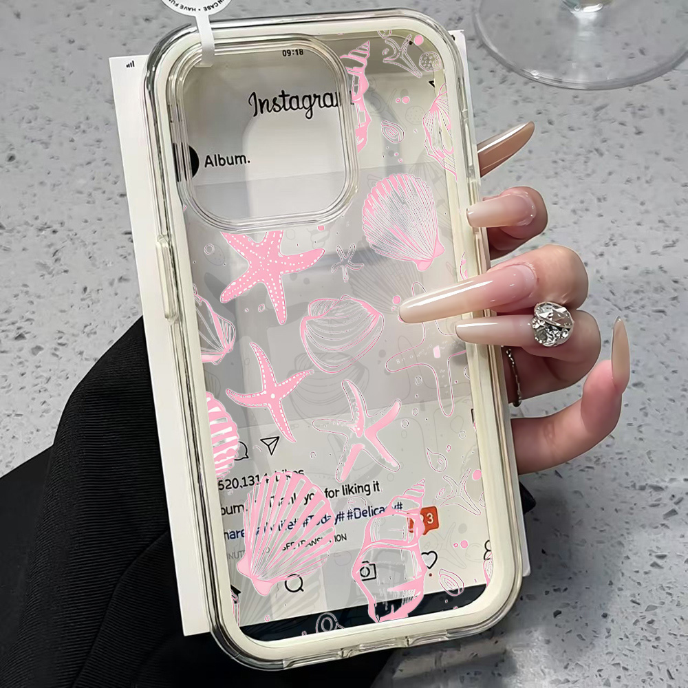 Summer Pink Seashell Clear Pho - đánh giá và giá Clear Shockproof Bumper Case