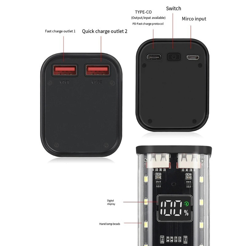 18650 Power Bank Case USB C Mi - đánh giá và giá Power Banks