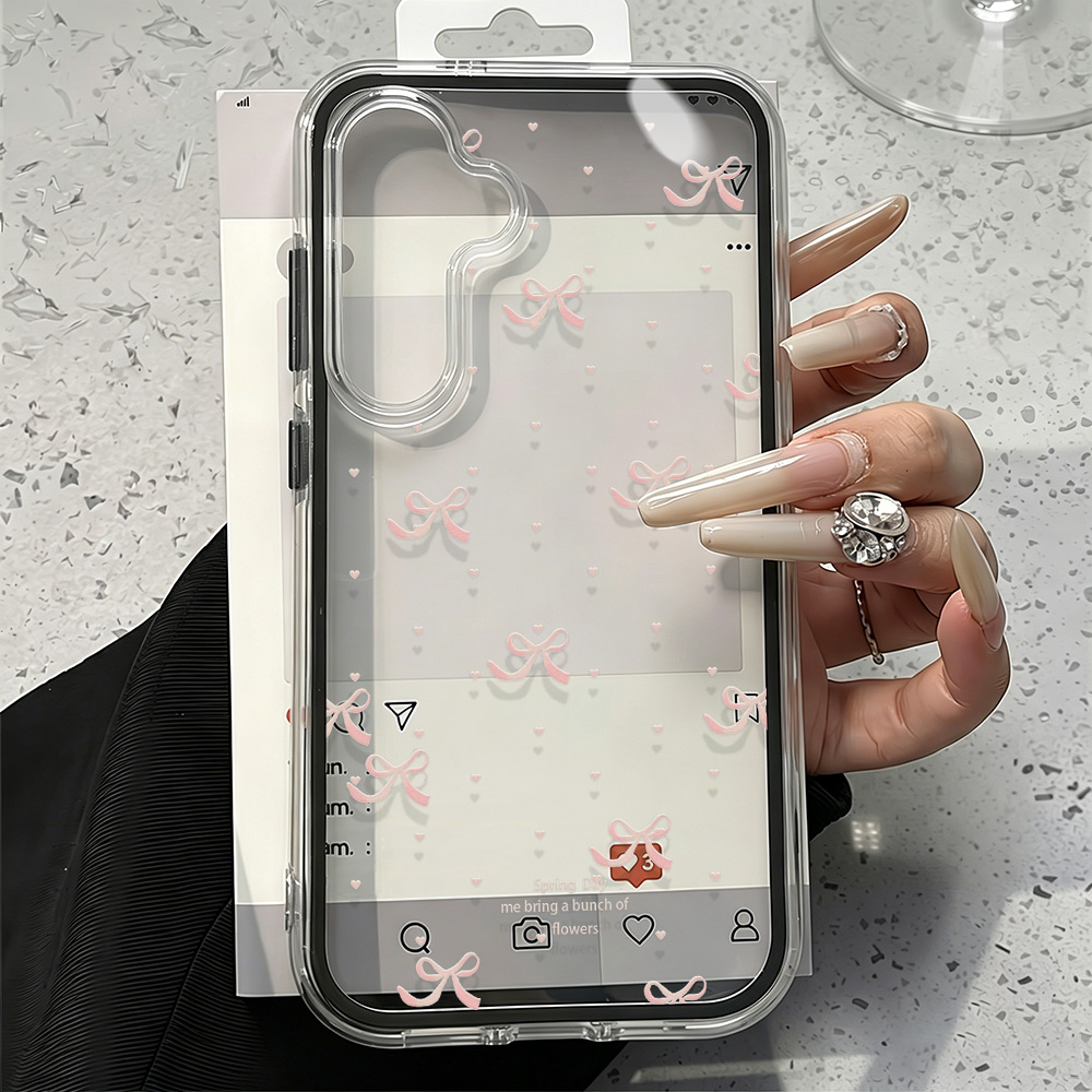 Cute Pink Bow Soft Phone Case  - đánh giá và giá Clear Shockproof Bumper Case