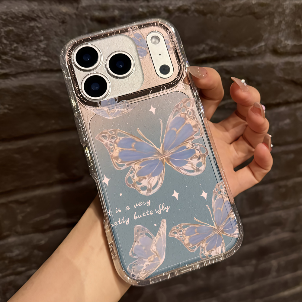 Luxury Blue Butterfly Clear Gl - đánh giá và giá Clear Shockproof Bumper Case
