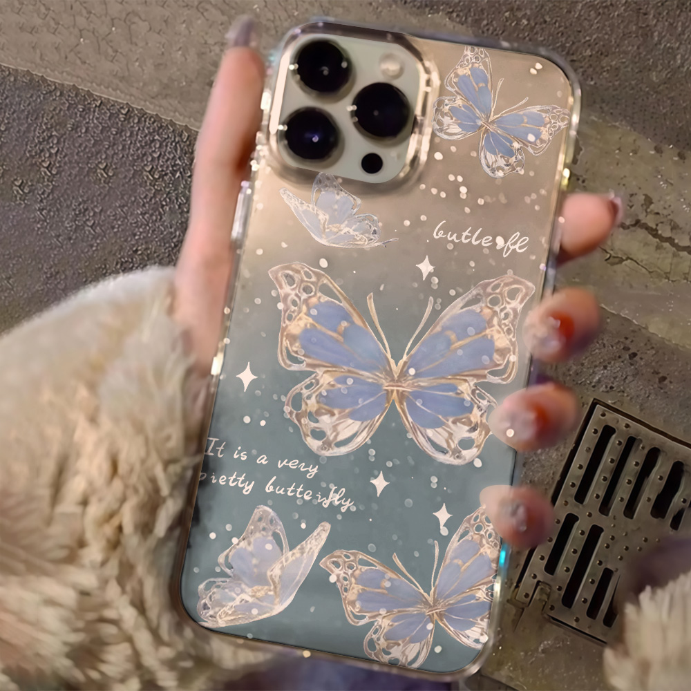 Luxury Blue Butterfly Clear Gl - đánh giá và giá Clear Shockproof Bumper Case